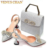 Party High Heels Pointed Toe Stiletto Heels Silver Women's Shoes And Bags